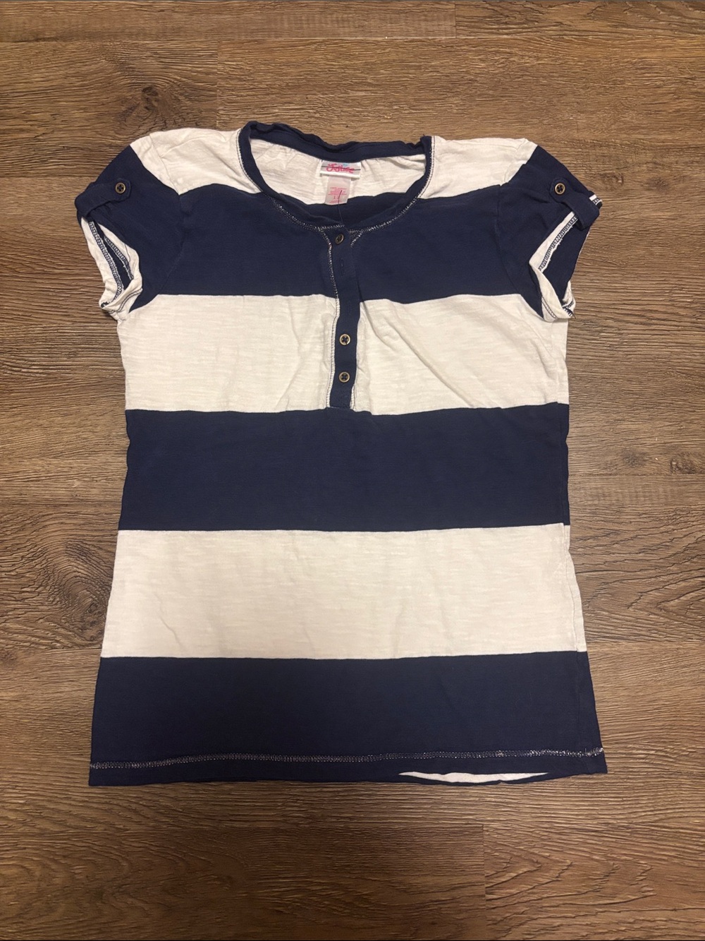 girls white and blue striped justice shirt